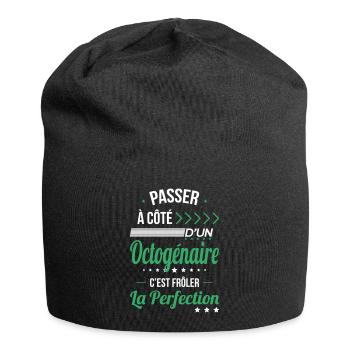 Anniversaire 80 ans - Octogénaire Perfection - Bonnet en jersey - noir - Devant
