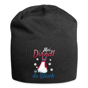 - Mei Dirndl is in da Wäsch -Dirndl - Jersey-Beanie - Schwarz - Vorne