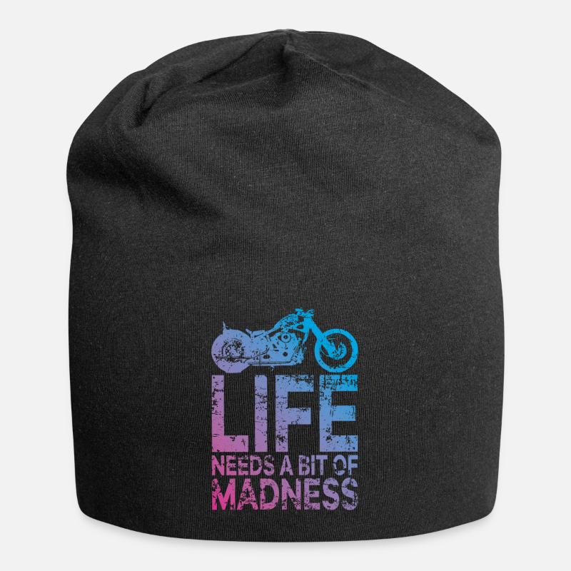 Zitat Das Leben braucht ein bisschen Wahnsinn - Moto Biker - Jersey-Beanie - Schwarz