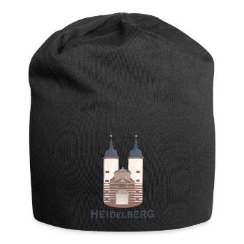 Heidelberg, Wahrzeichen Brückenturm - Jersey-Beanie - Schwarz - Vorne