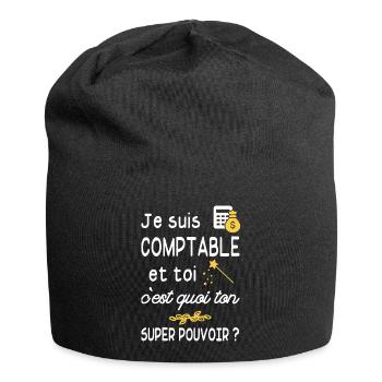 je suis comptable / humour comptable - Bonnet en jersey - noir - Devant