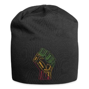 Wortfaust: Kraft der Gedanken - Jersey-Beanie - Schwarz - Vorne