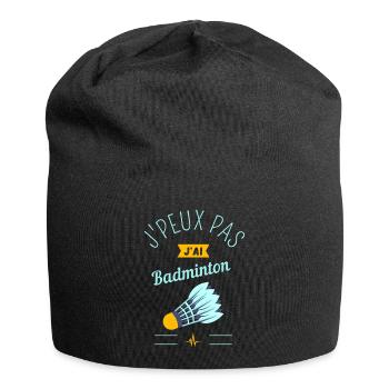 J Peux pas j ai Badminton jaune - Bonnet en jersey - noir - Devant