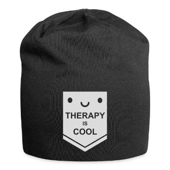 therapy is cool Quote - Jersey Beanie - black - Front
