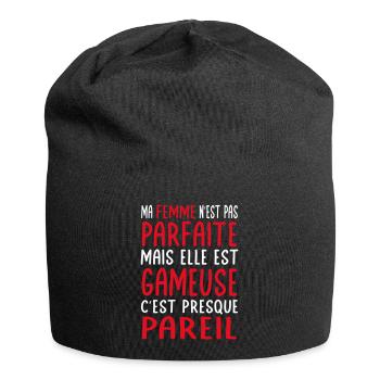 Ma femme n'est pas parfaite mais elle est gameuse - Bonnet en jersey - noir - Devant