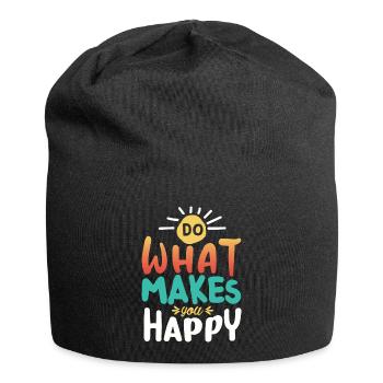 Mach was dich glücklich macht - Jersey-Beanie - Schwarz - Vorne