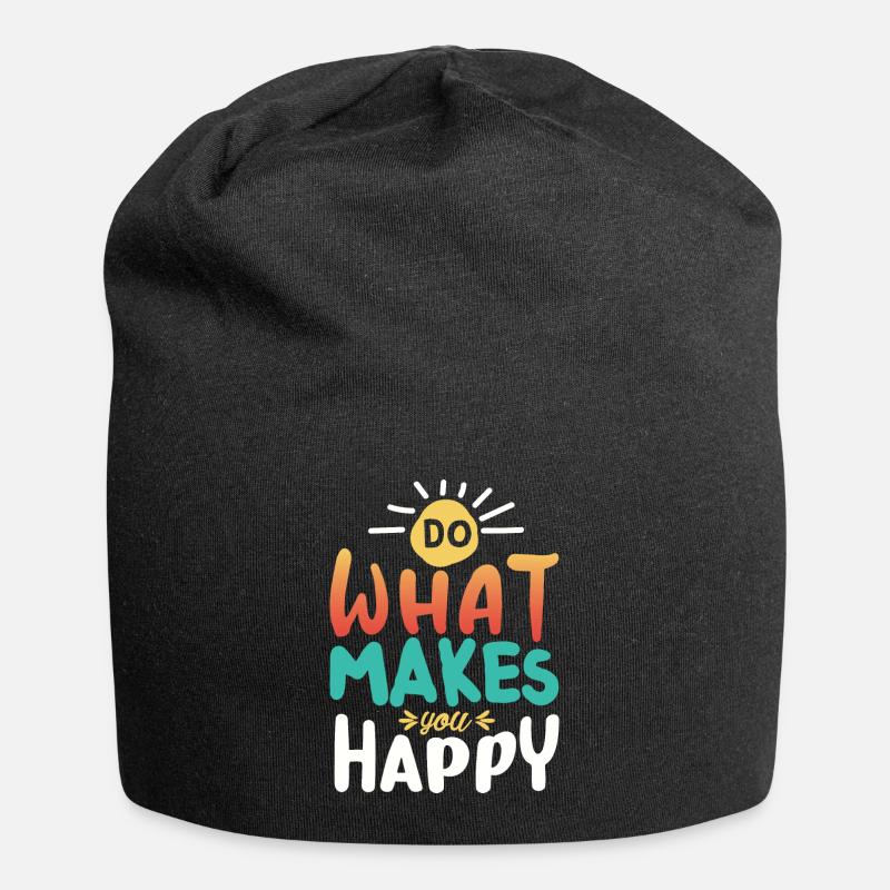 Mach was dich glücklich macht - Jersey-Beanie - Schwarz
