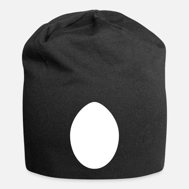 White Easter Egg - Jersey Beanie - black