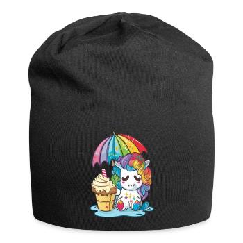 Einhorn-Träume - Regenbogenfarben zum Verlieben - Jersey-Beanie - Schwarz - Vorne