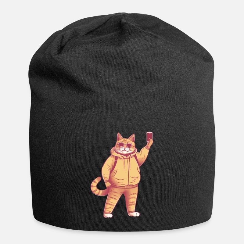 Selphie cat - Jersey Beanie - black