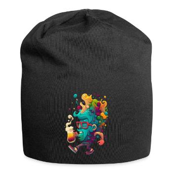 Lustiger Bunter Bier Typ - Jersey-Beanie - Schwarz - Vorne