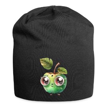 Putziger Apfel Charakter mit Kulleraugen - Jersey-Beanie - Schwarz - Vorne