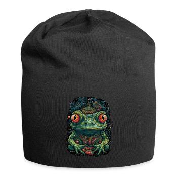 Trippy Frog - Psychedelic Motif - Jersey Beanie - black - Front