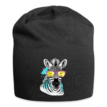 Lapi the spectacled zebra - Jersey Beanie - black - Front