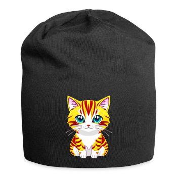 Adorable illustration d’un chat aux yeux bleus - Bonnet en jersey - noir - Devant