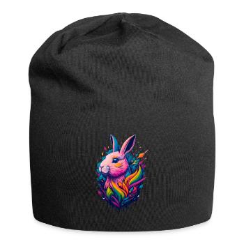 Illustration d’un lapin - Bonnet en jersey - noir - Devant