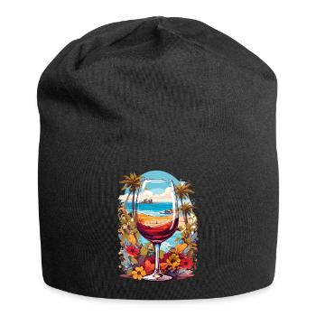 Beach wine glass - Jersey Beanie - black - Front