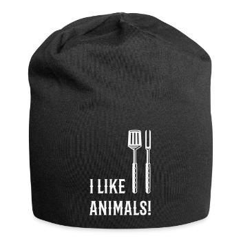 I Like Animals! (Grill Cutlery / White) - Jersey Beanie - black - Front
