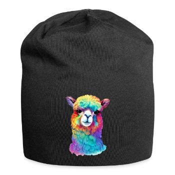 Alpaka - Jersey-Beanie - Schwarz - Vorne