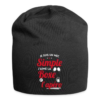 Mec simple aime la boxe et l'apéro cadeau - Bonnet en jersey - noir - Devant