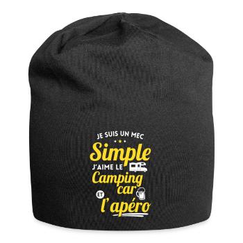 Mec simple aime le camping-car et l'apéro - Bonnet en jersey - noir - Devant