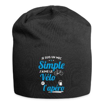 Je suis un mec simple j'aime le vélo et l'apéro - Bonnet en jersey - noir - Devant