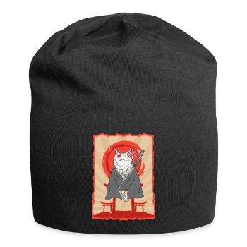 Samurai Japan Katze Torii Ninja Anime Katze - Jersey-Beanie - Schwarz - Vorne