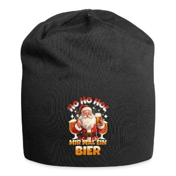 Weihnachtsmann Ho Ho Hol Mir Mal Ein Bier Lustig - Jersey-Beanie - Schwarz - Vorne