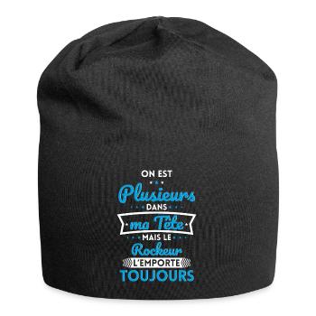Plusieurs dans tête le Rockeur l'emporte toujours - Bonnet en jersey - noir - Devant