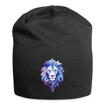 Lion, Lion's Head, Animal, Geometric, Colorful, Art, Motif - Jersey Beanie - black - Front