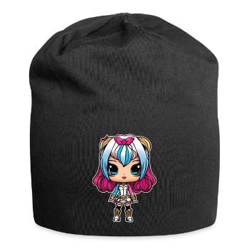 Niedliches Anime Manga Girl - Jersey-Beanie - Schwarz - Vorne