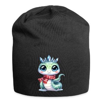 Serpent mignon avec Couronne de cristal de glace - Bonnet en jersey - noir - Devant