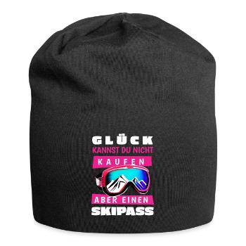 Ski Snowboard Glück Skipass Liftkarte Wintersport - Jersey-Beanie - Schwarz - Vorne