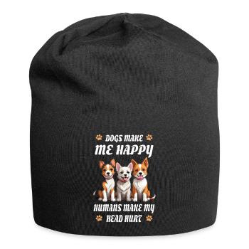 Hunde machen mich Glücklich... - Jersey-Beanie - Schwarz - Vorne