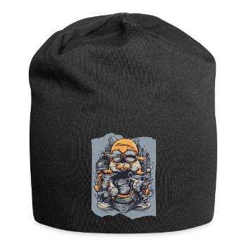 Skywise Whiskers Aviator Animal Orange Grey Cute - Jersey Beanie - black - Front