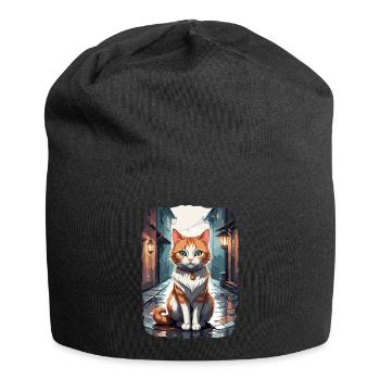 Chats mignons dans une ruelle de rue - Bonnet en jersey - noir - Devant