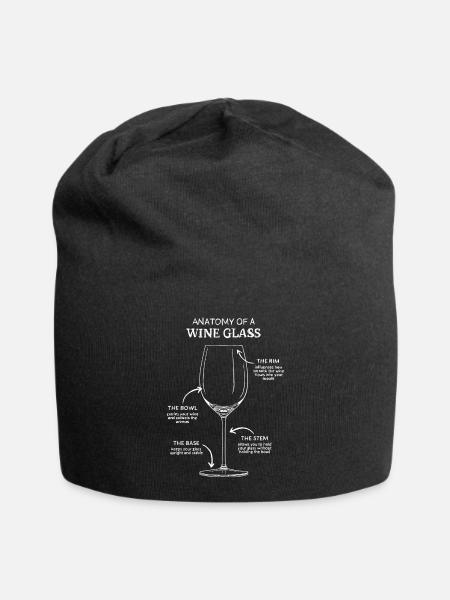 Wein Glas Anatomie - Jersey-Beanie - Schwarz
