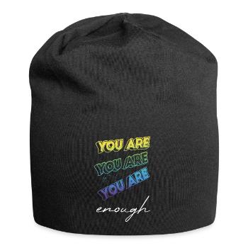 You are enough - Du bist genug - Du bist perfekt - Jersey-Beanie - Schwarz - Vorne