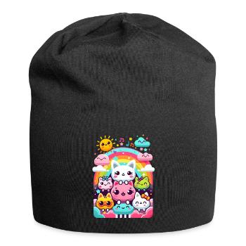 Cute toca friends - Cats, sun and rainbow - Jersey Beanie - black - Front
