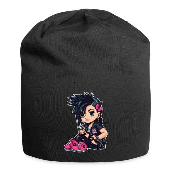 Cool Gothic Punk Girl - Jersey Beanie - black - Front