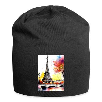 Eiffelturm im Herbst Aquarell - Jersey-Beanie - Schwarz - Vorne