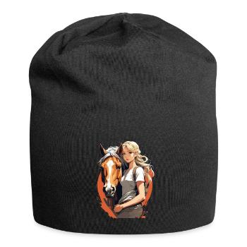 Anime Fille Esthétique Chevaux Cavalier Streetwear - Bonnet en jersey - noir - Devant