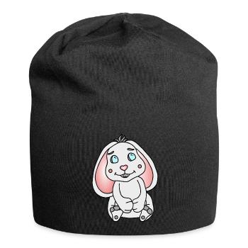 Süßer Hase mit Schlappohren - Jersey-Beanie - Schwarz - Vorne