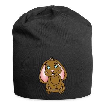 Süßer Hase mit Schlappohren - Jersey-Beanie - Schwarz - Vorne