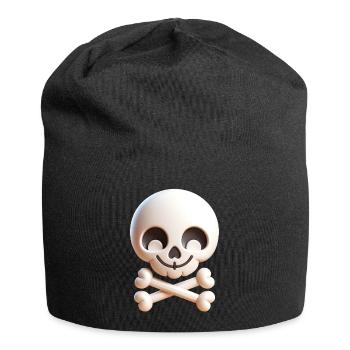 Friendly Skull and Crossbones - Jersey Beanie - black - Front