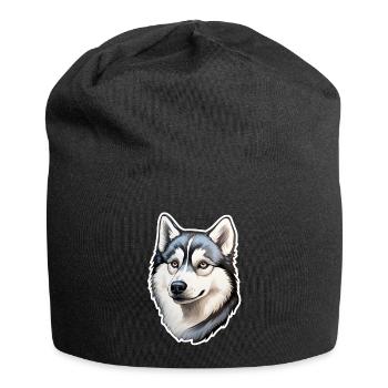 Tête de husky de Sibérie - Bonnet en jersey - noir - Devant