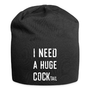 Lustiges Slogan T-Shirt I NEED A HUGE COCKTAIL - Weiß - Jersey-Beanie - Schwarz - Vorne