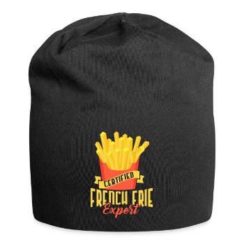 French Fries Aficionado: Certified and Savvy - Jersey Beanie - black - Front