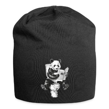 Panda auf Toilette - Jersey-Beanie - Schwarz - Vorne