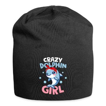 Crazy Dolphin Girl Beach Vacation Marine Biology - Jersey Beanie - black - Front